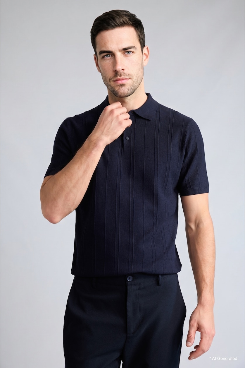 MAN NAVY Short Sleeve Polo T-Shirt