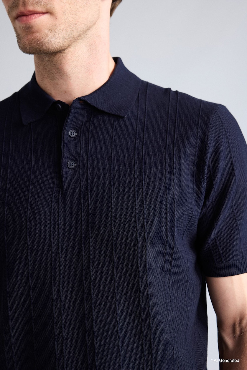 MAN NAVY Short Sleeve Polo T-Shirt