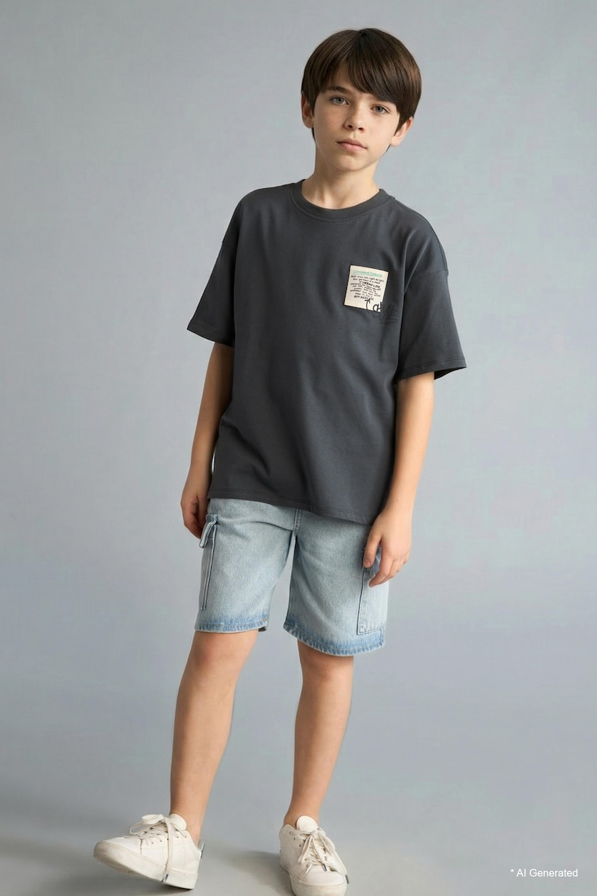 Young Boys - Teen Boys Anthracite Oversize Fit Short Sleeve T-Shirt