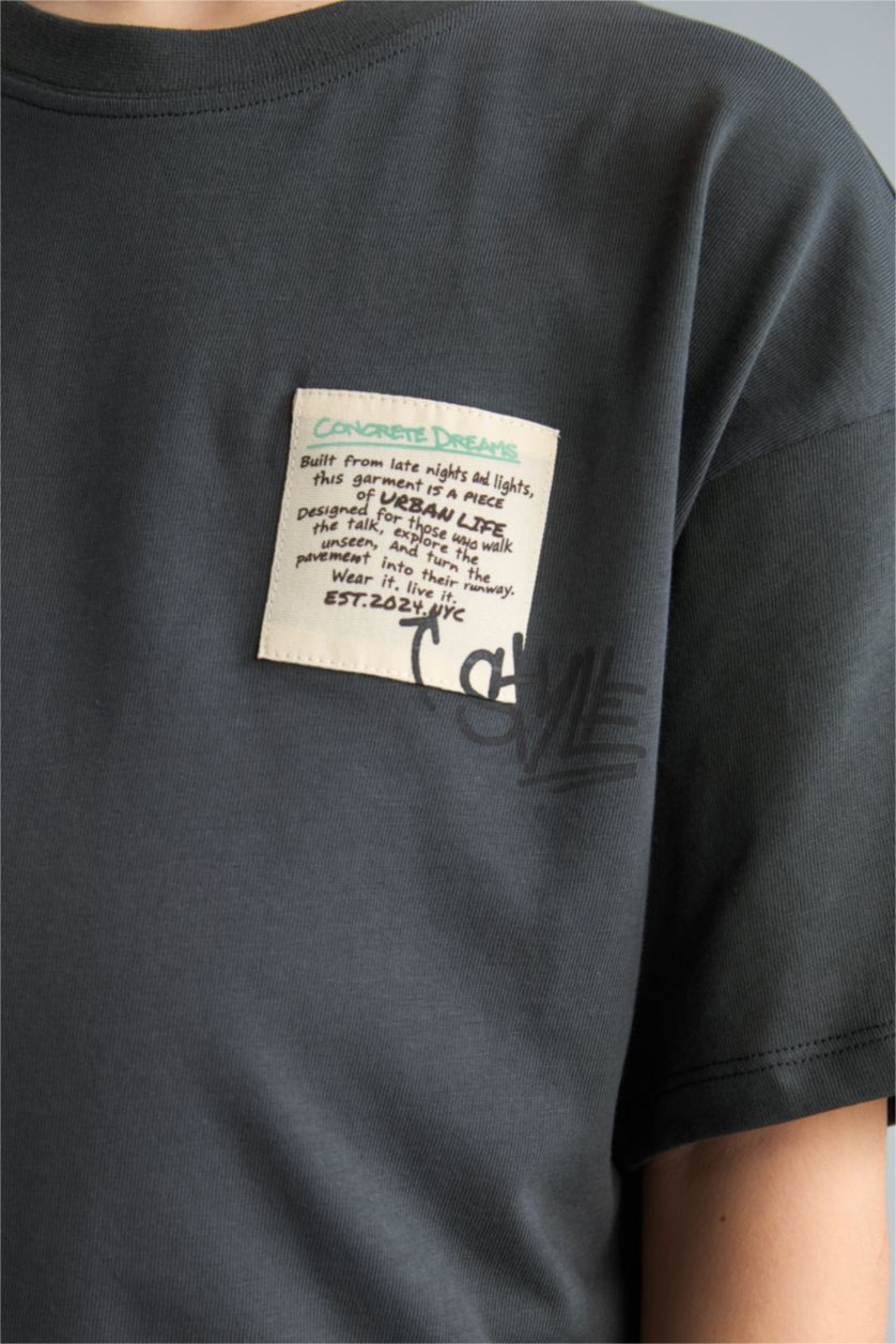 Erkek Çocuk - Genç Erkek Antrasit Oversize Kısa kollu Tişört Erkek Çocuk