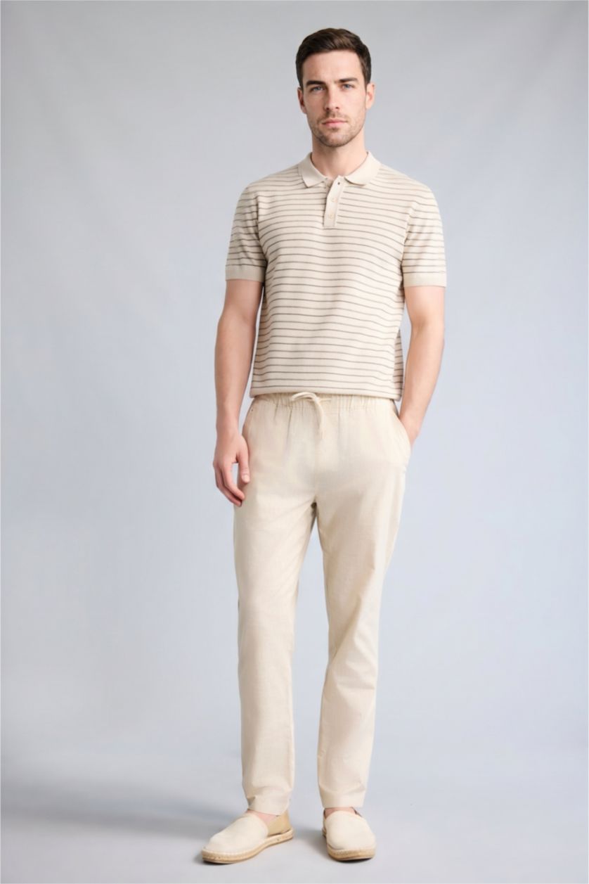 MAN Ecru Short Sleeve Polo T-Shirt