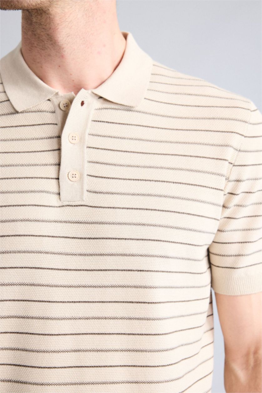 MAN Ecru Short Sleeve Polo T-Shirt