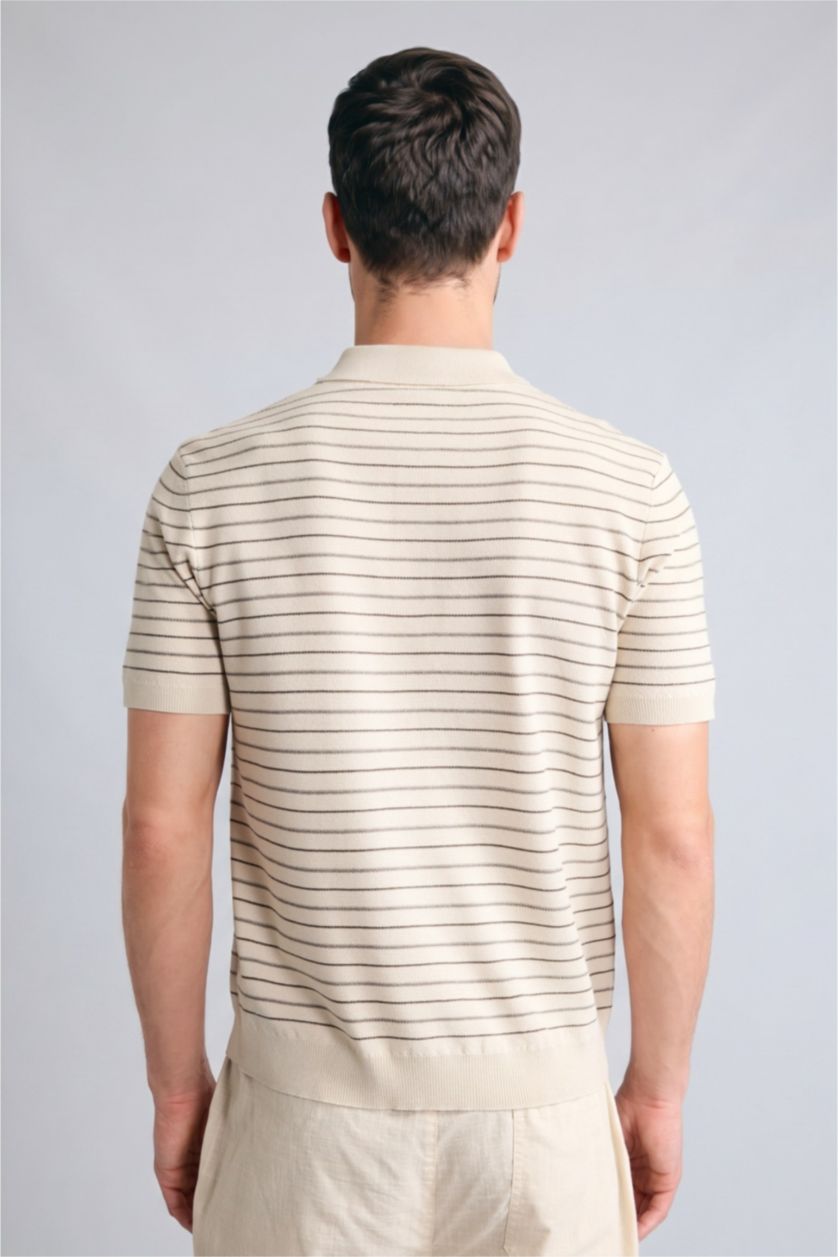 MAN Ecru Short Sleeve Polo T-Shirt