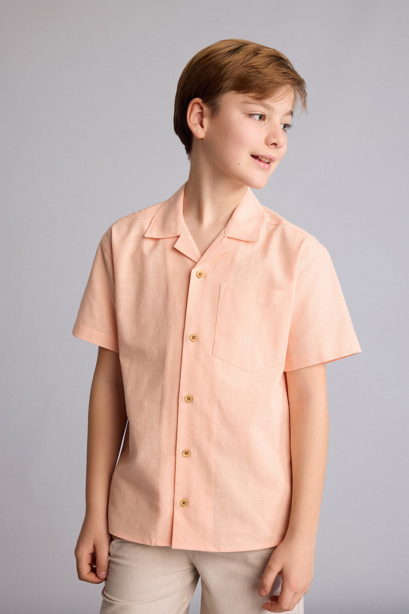 Young Boys - Teen Boys Salmon Boy Regular Fit Short Sleeve Shirt