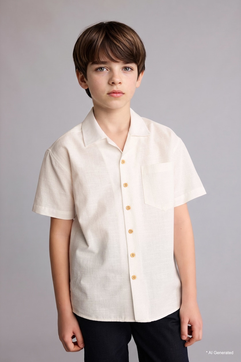 Young Boys - Teen Boys White Boy Regular Fit Short Sleeve Shirt