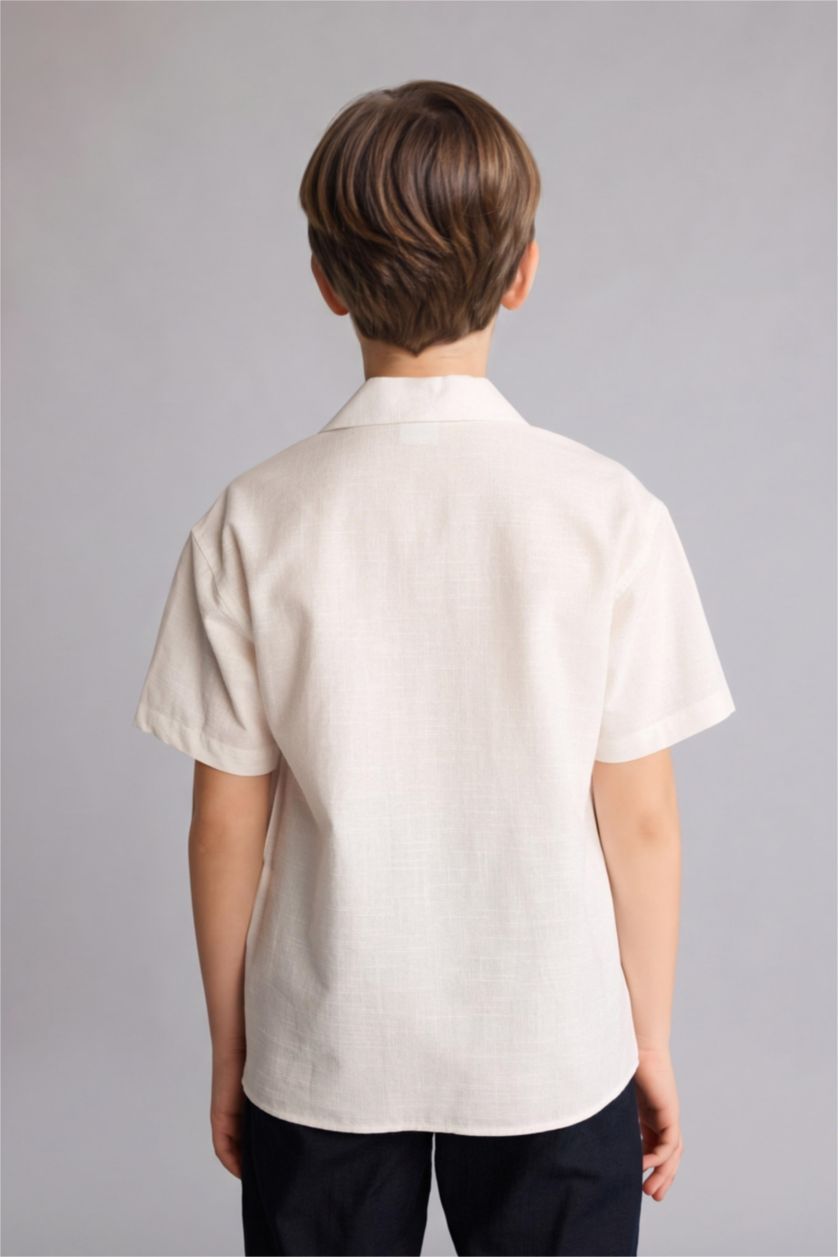 Erkek Çocuk - Genç Erkek Beyaz Regular Fit Kısa kollu Poplin Gömlek Erkek Çocuk