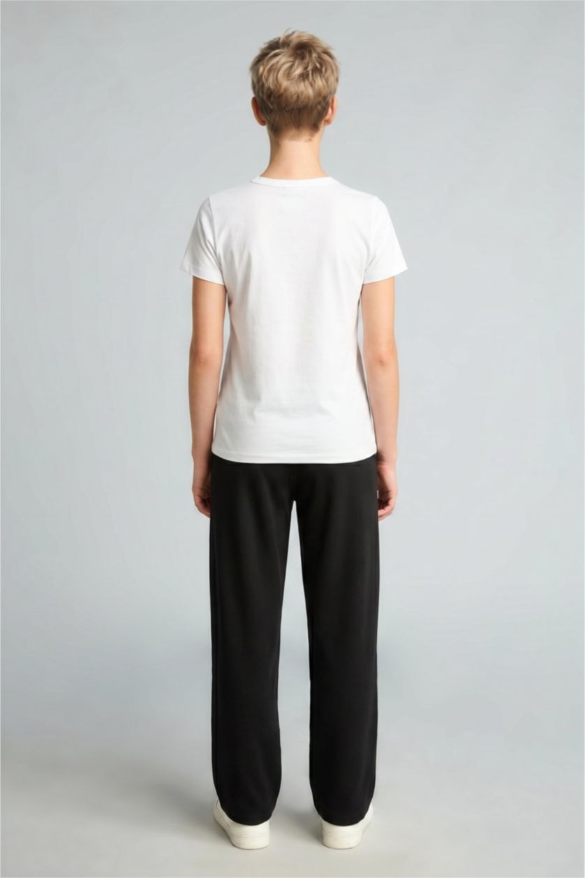 Young Boys - Teen Boys Black Oversize Fit Slogan Trousers