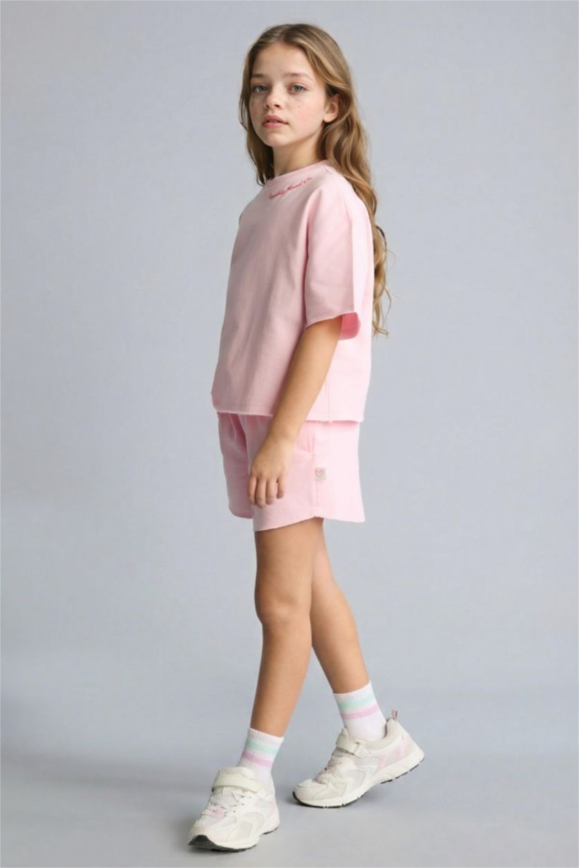 Girls & Teens Light Pink سيت بناتي قماش خفيف قصة مريحة - قطعتين