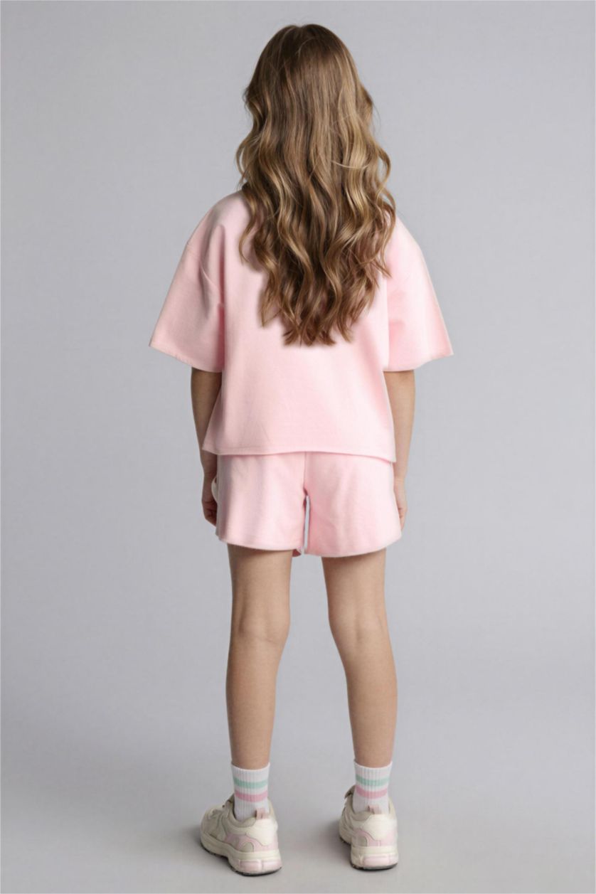 Girls & Teens Light Pink سيت بناتي قماش خفيف قصة مريحة - قطعتين