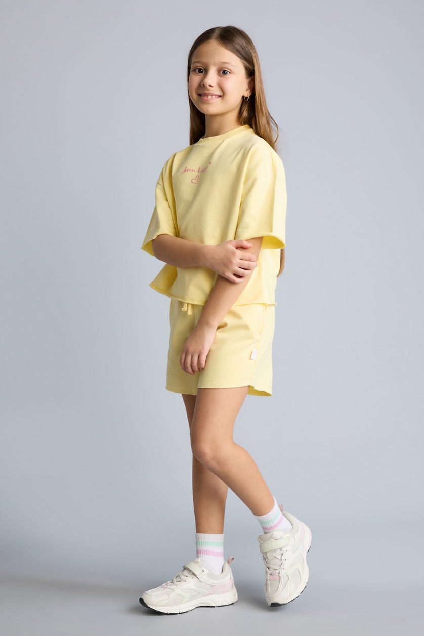 Young Girls - Teen Girls Yellow Girl 2 piece Regular Fit T-Shirt Shorts Set