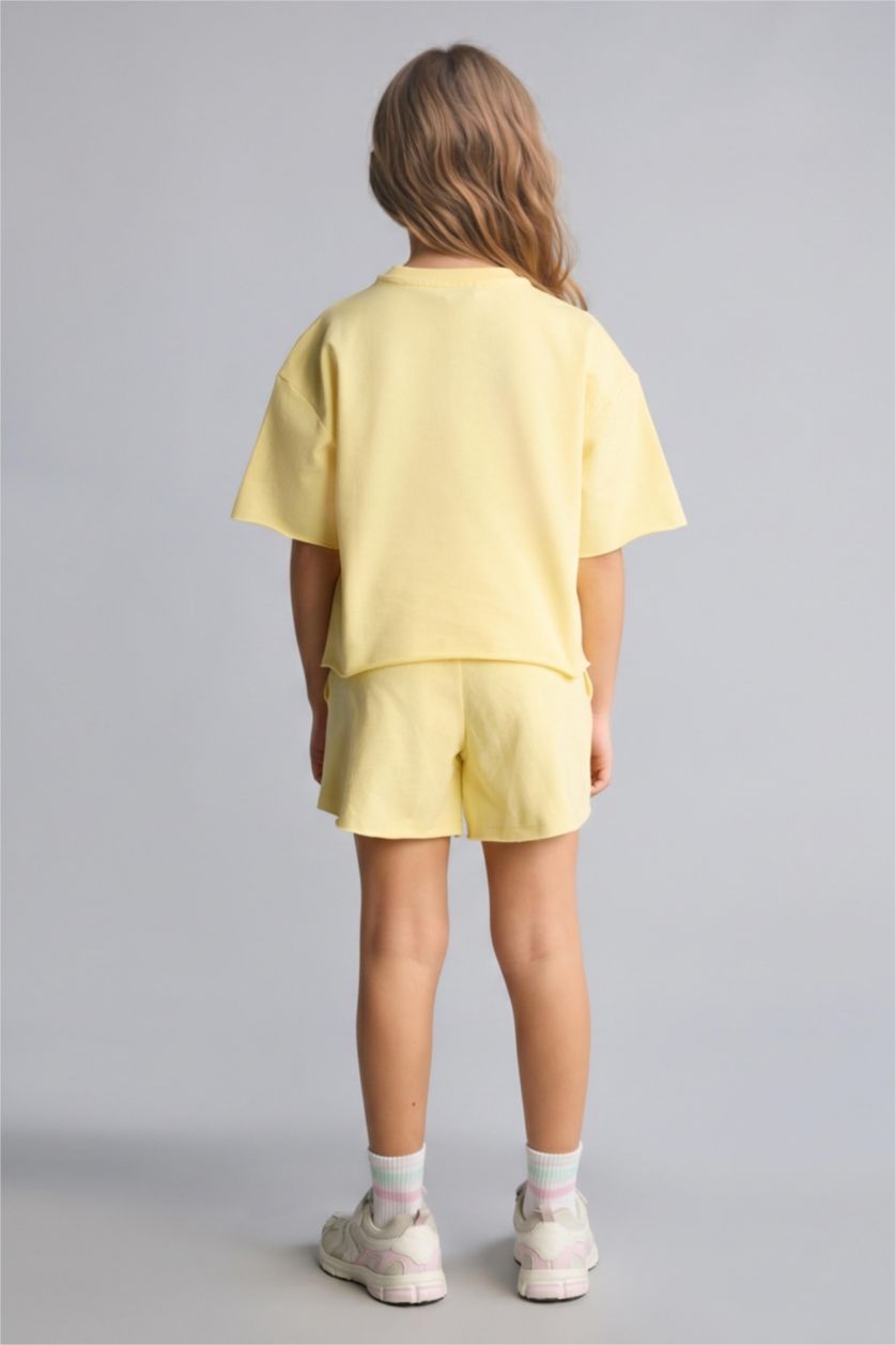Girls & Teens Yellow سيت بناتي قماش خفيف قصة مريحة - قطعتين