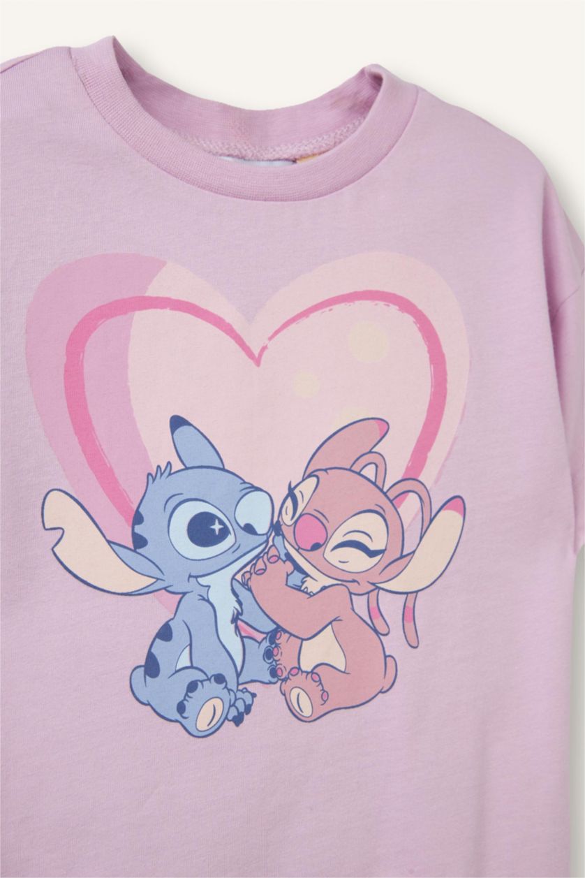 Baby Girls Lilac 2 piece Regular Fit Lilo & Stitch Licensed Knitted Pyjamas