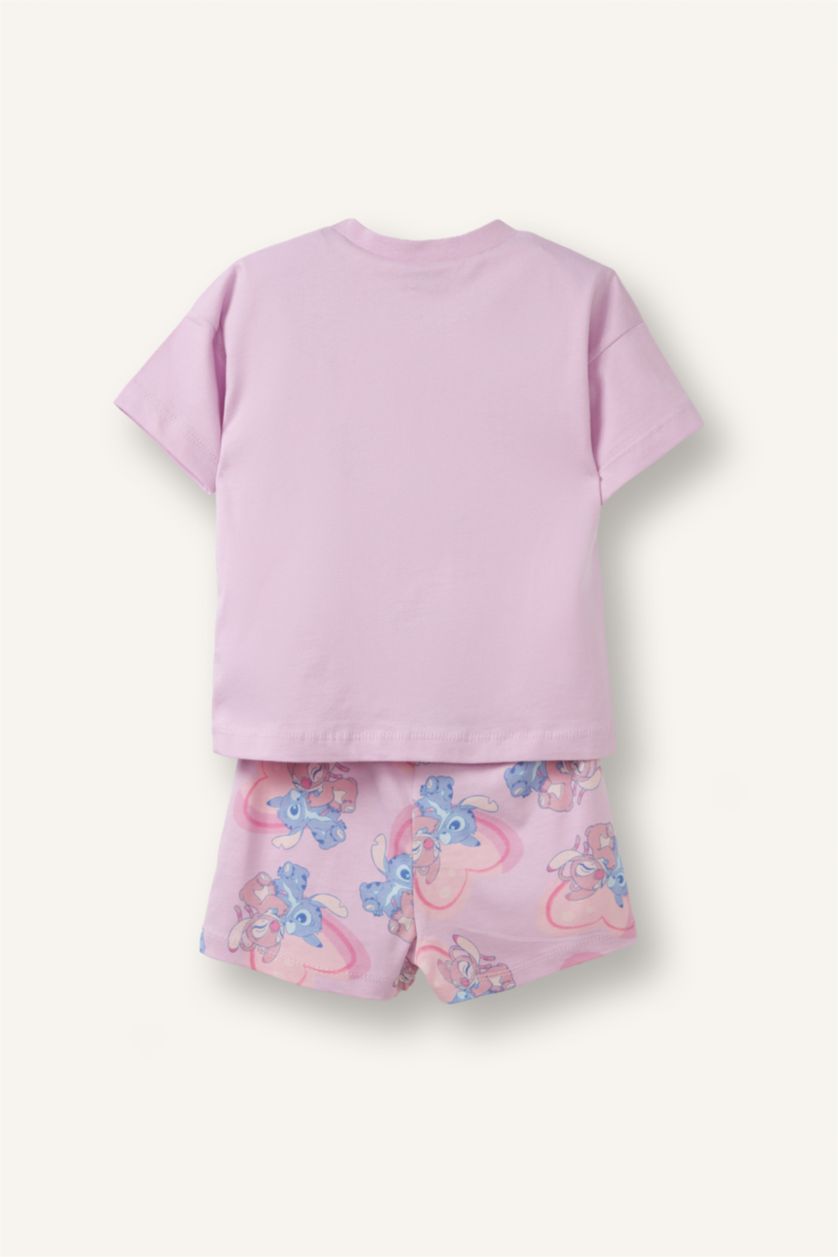 Baby Girls Lilac 2 piece Regular Fit Lilo & Stitch Licensed Knitted Pyjamas