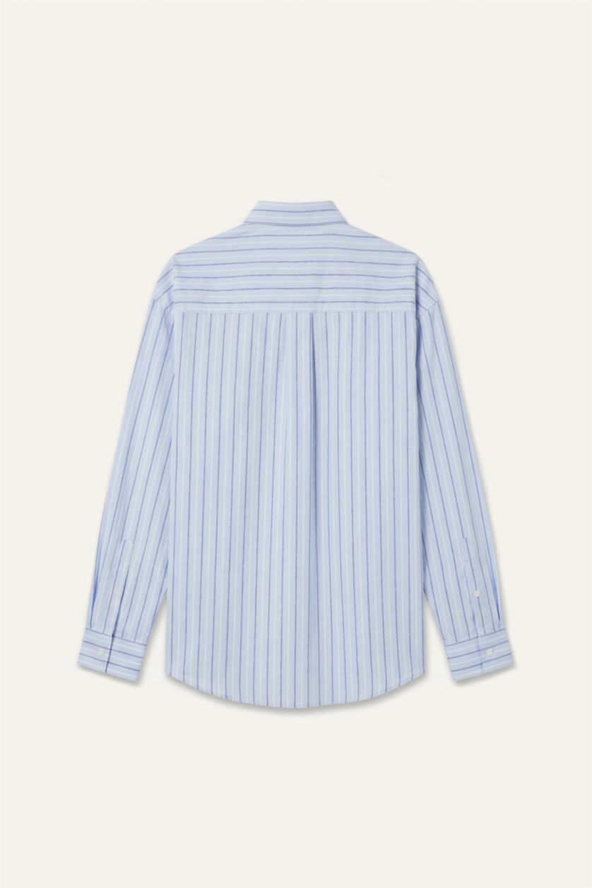 Men Light Blue Relax Fit Cotton Long Sleeve Shirt