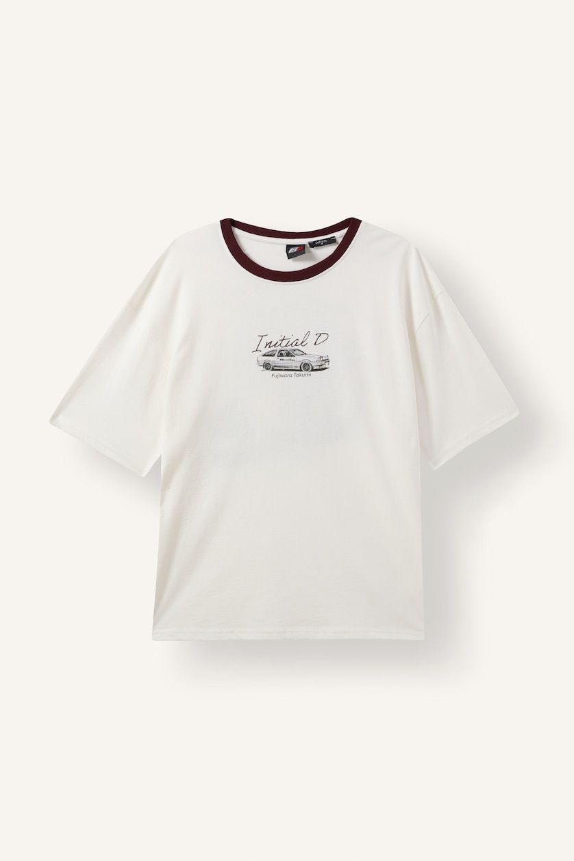 Men Ecru Boxy Fit Short Sleeve T-Shirt