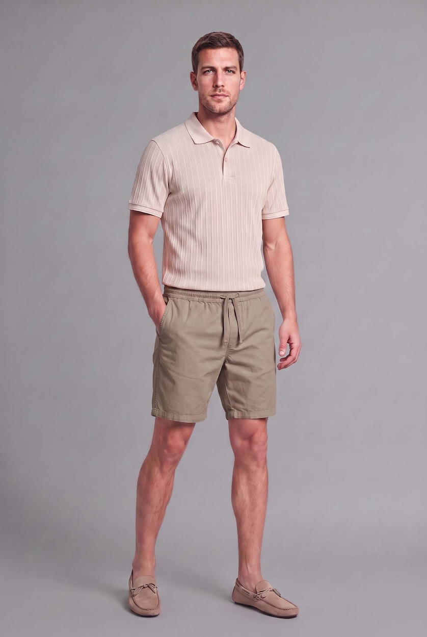 HOMME Beige Short bermuda beige ultra doux Coupe décontractée