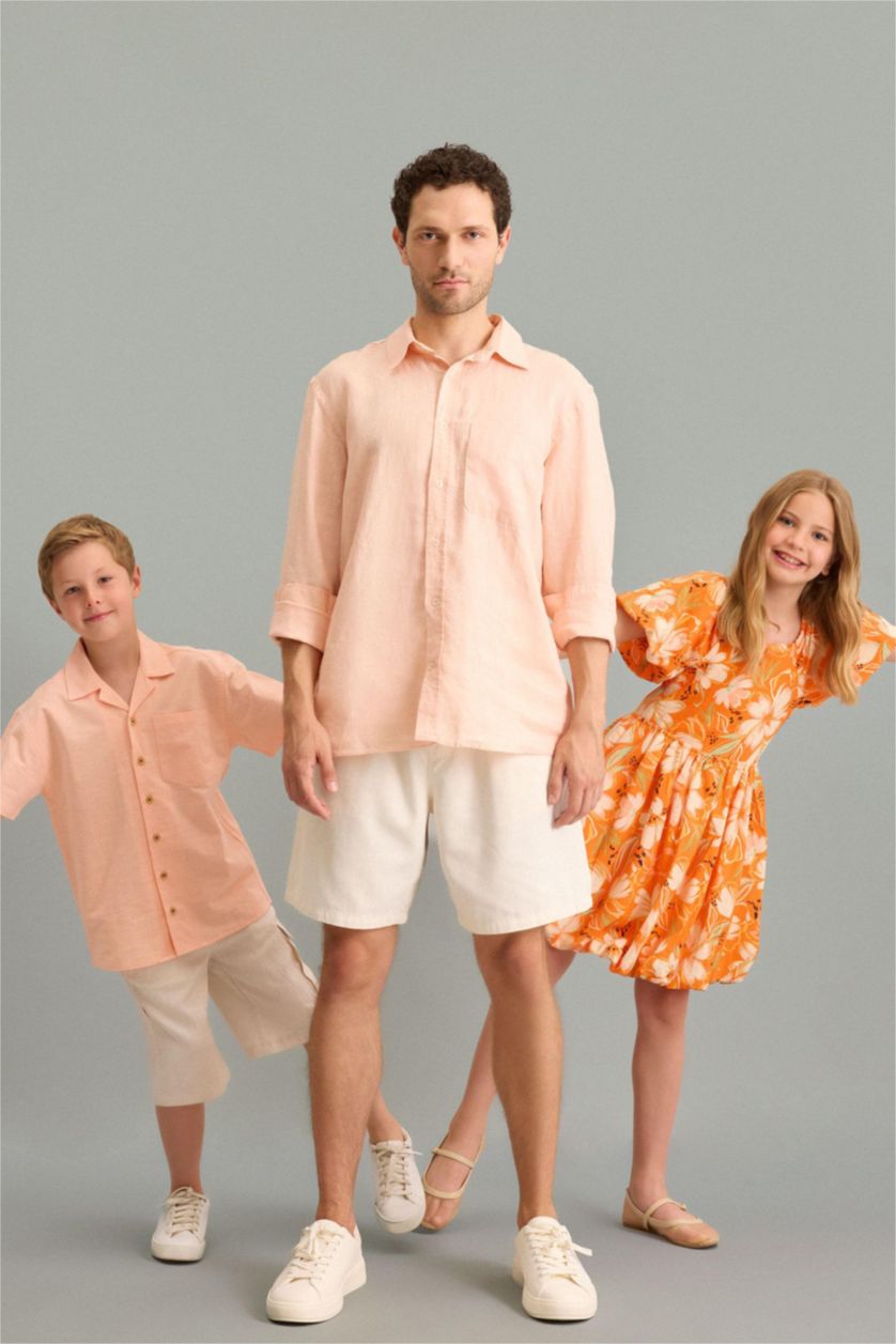 Man Stone Relax Fit Beige Bermuda Shorts