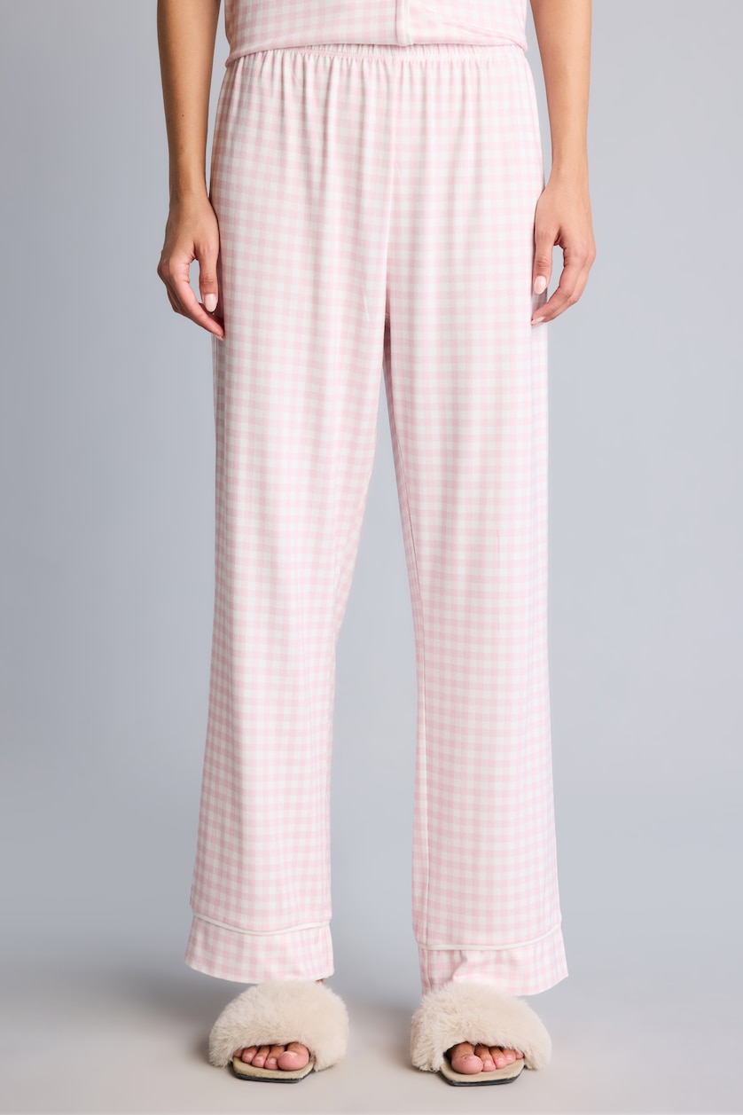 Kadın Pembe Kısa Kollu Pötikareli Pijama Takım