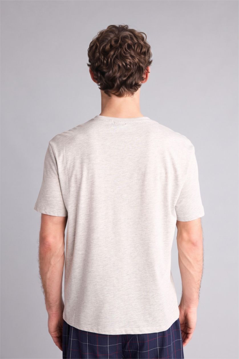 Ерлер Ашық сұр New Regular Fit дөңгелек жағалы үсті