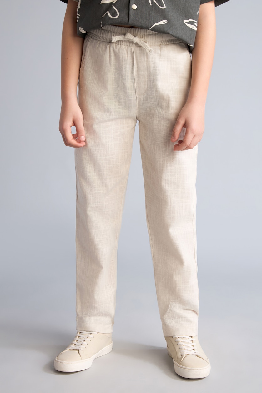 Young Boys - Teen Boys Beige Boy Regular Fit Straight Leg Cotton Trousers
