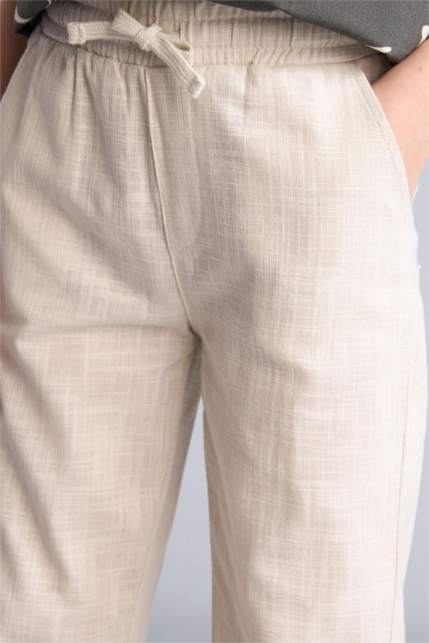 Erkek Çocuk - Genç Erkek Bej Regular Fit Düz paça Pamuklu Pantolon Erkek Çocuk