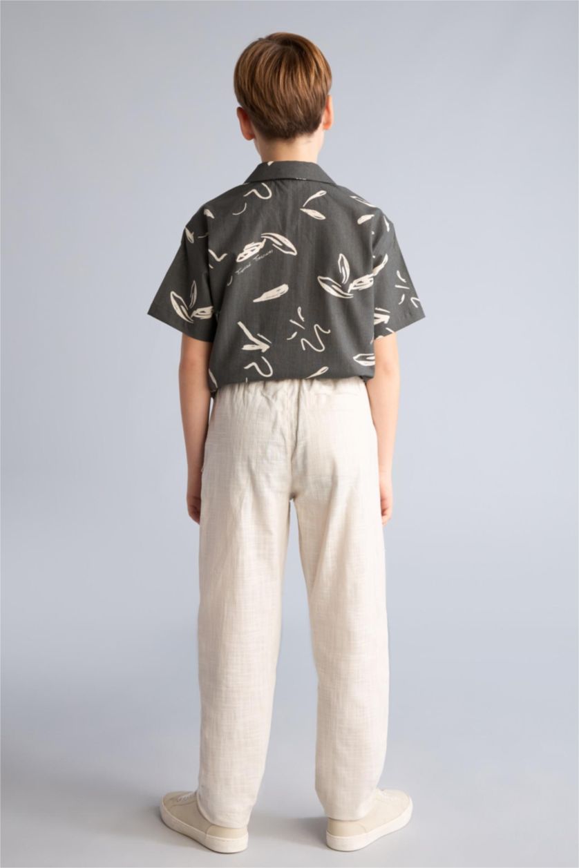 Erkek Çocuk - Genç Erkek Bej Regular Fit Düz paça Pamuklu Pantolon Erkek Çocuk