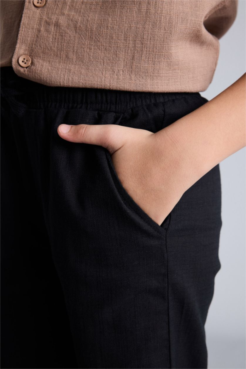 Erkek Çocuk - Genç Erkek Siyah Regular Fıt Düz Paça Pamuklu Pantolon