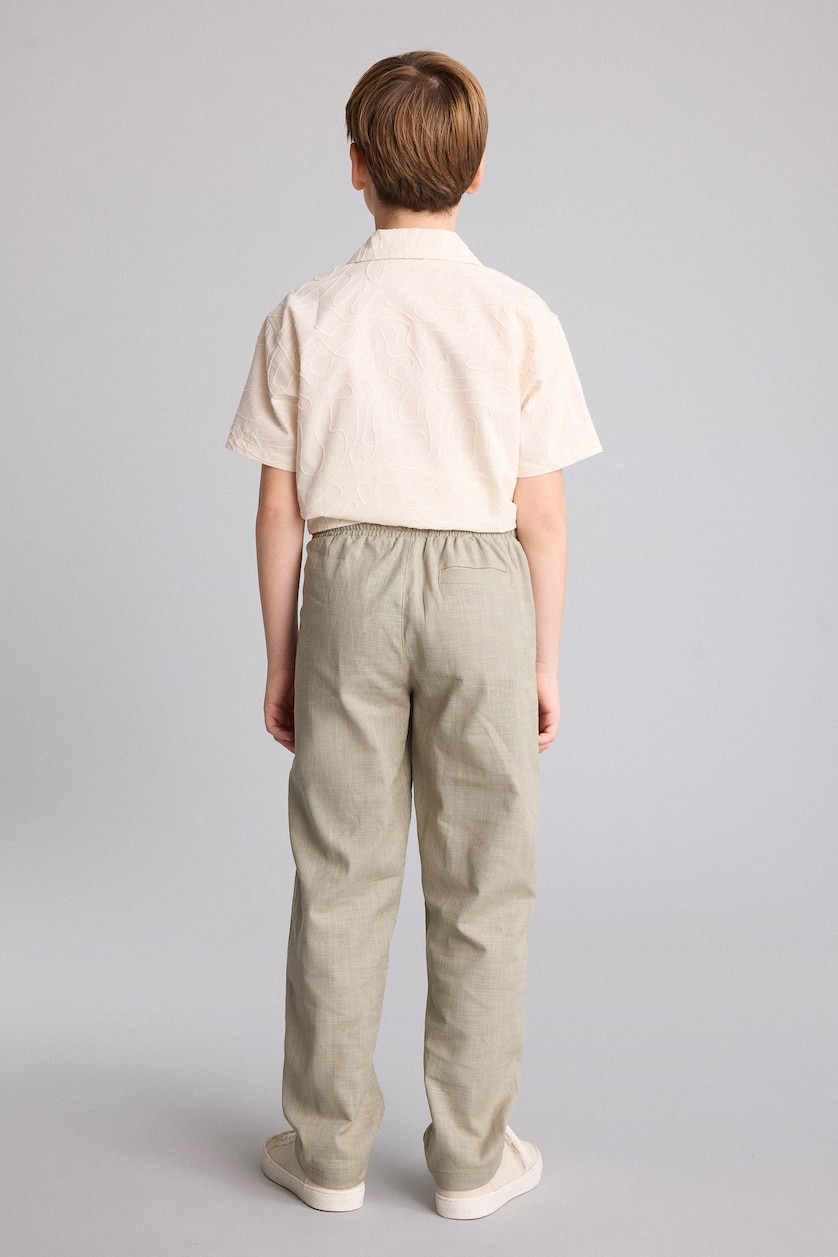 Boys & Teens Khaki بنطلون ولادي قطن قصة عادية برجل عادية