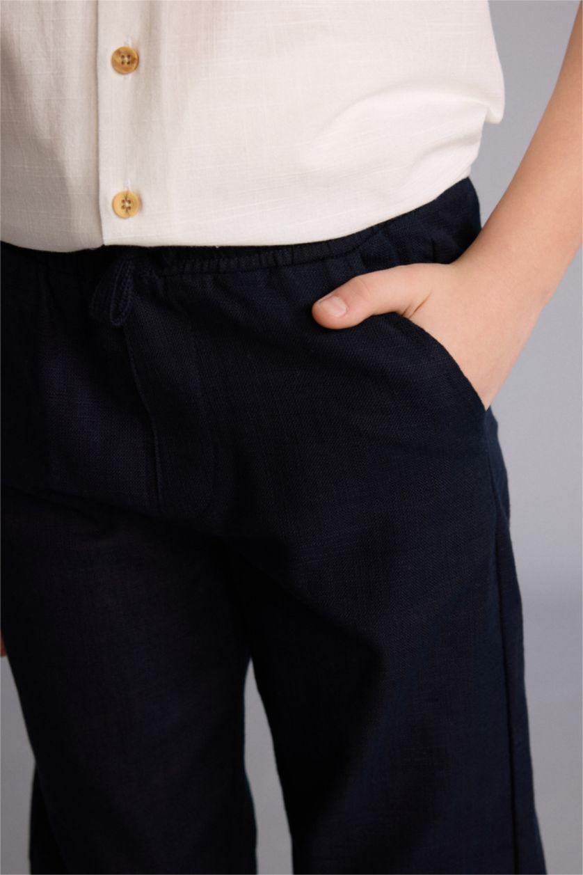 Erkek Çocuk - Genç Erkek Lacivert Regular Fit Düz paça Pamuklu Pantolon Erkek Çocuk