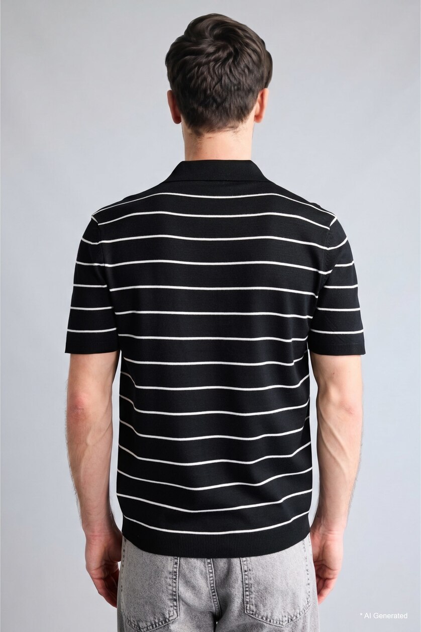 رجال أسود تيشيرت بولو نص ردن قصة عادية
