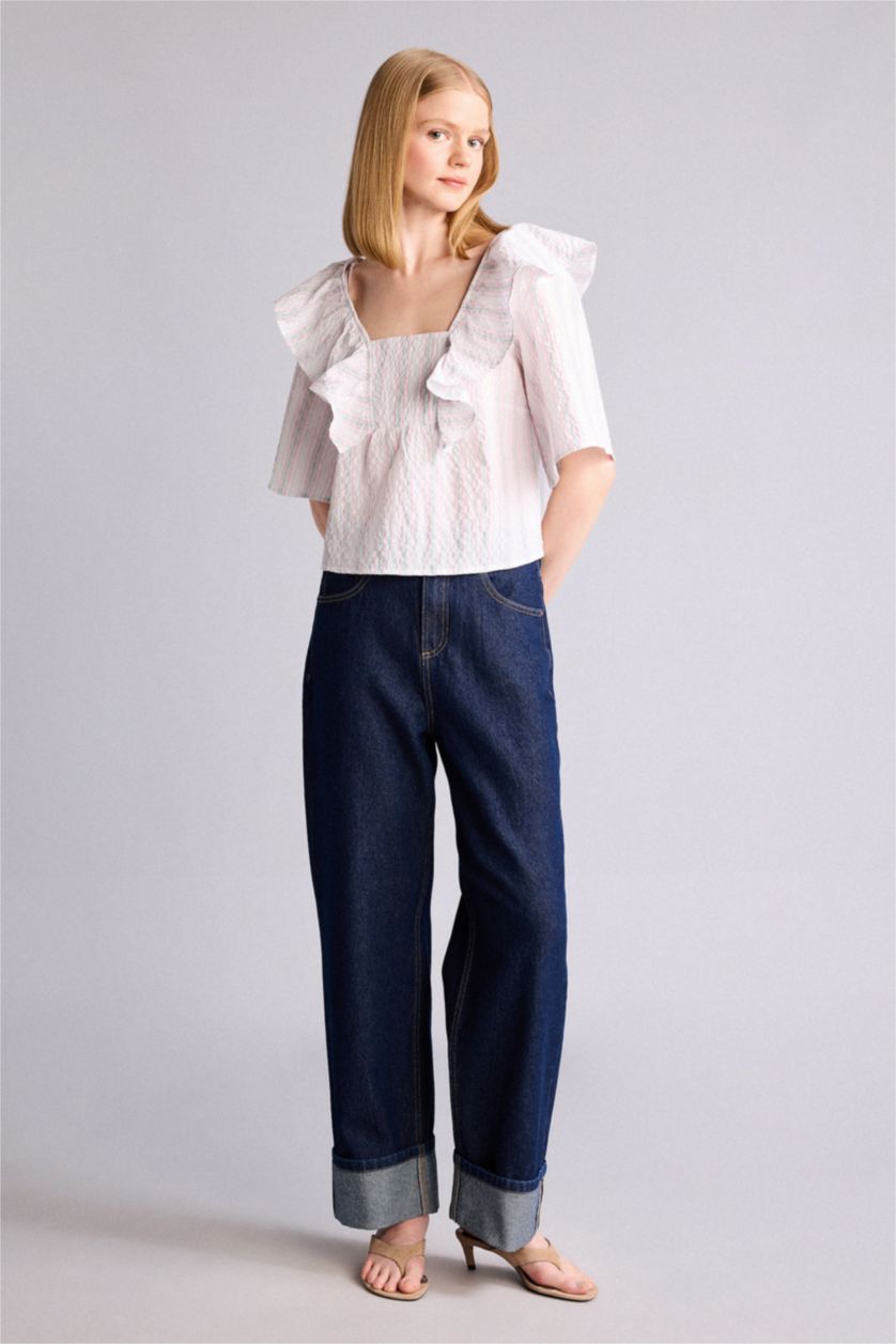 Kadın Açık Yeşil Regular Fit Kısa kollu Bluz