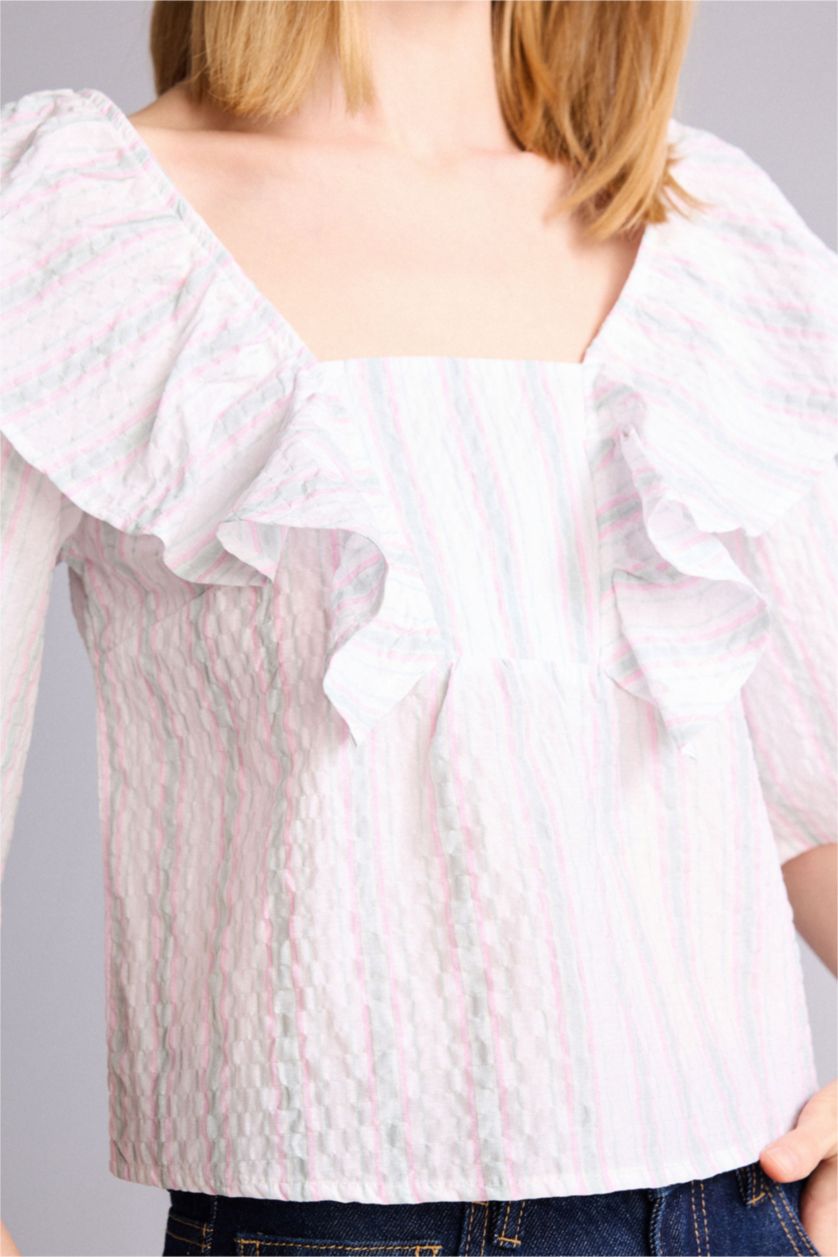 Kadın Açık Yeşil Regular Fit Kısa kollu Bluz