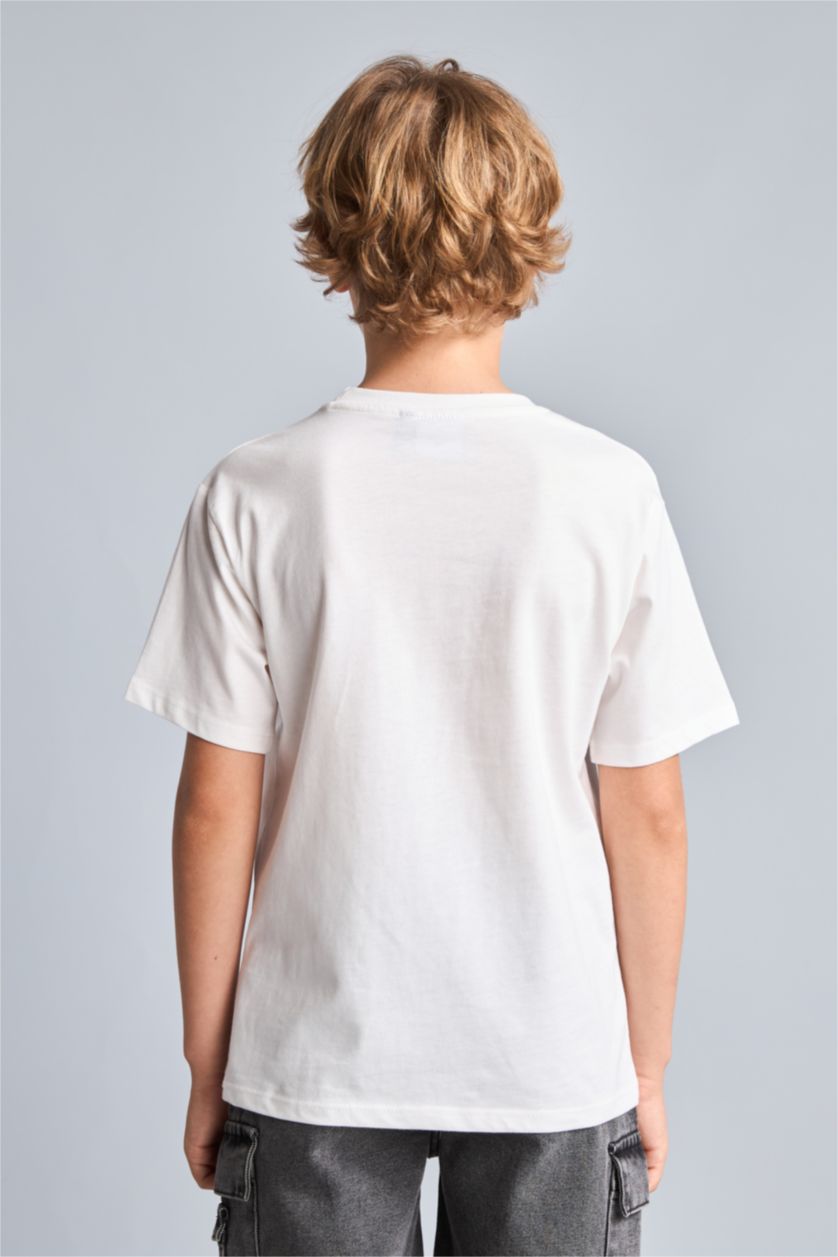 Young Boys - Teen Boys Ecru New Regular Fit Short Sleeve T-Shirt