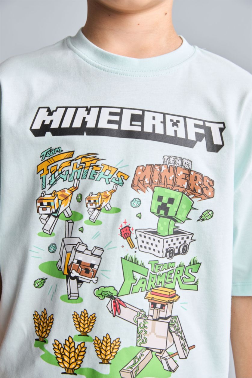 Young Boys - Teen Boys Mint New Regular Fit Minecraft Licensed Short Sleeve T-Shirt
