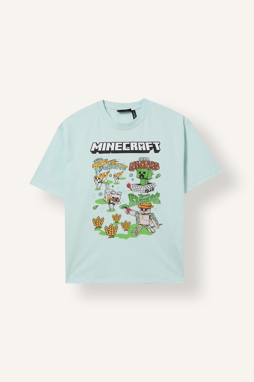 Erkek Çocuk - Genç Erkek Mint %100 Pamuk Minecraft Lisanslı Tişört Erkek Çocuk