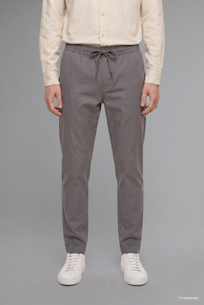 HOMME Gris Pantalon baggy à nouer à la taille