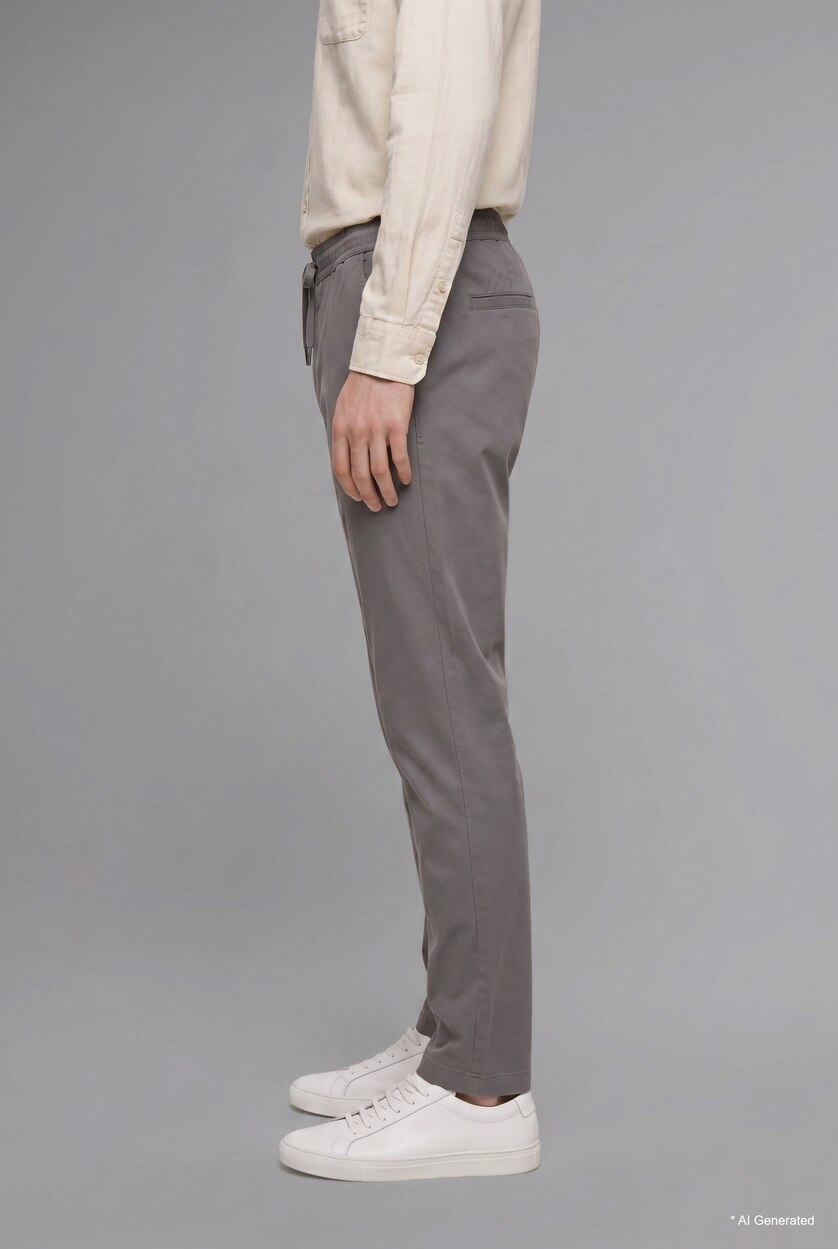 HOMME Gris Pantalon baggy à nouer à la taille
