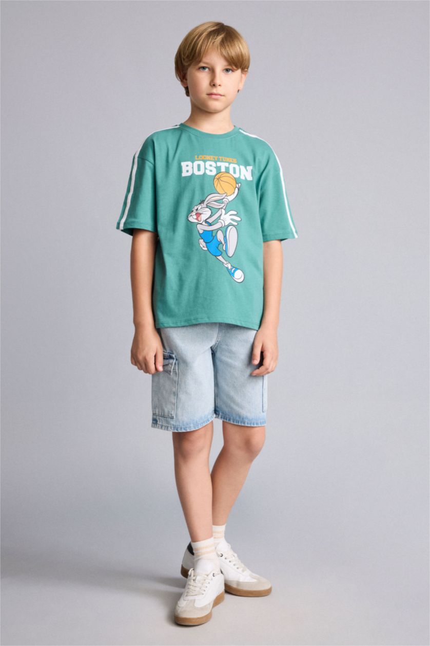 Young Boys - Teen Boys Green New Regular Fit Looney Tunes Licensed Short Sleeve T-Shirt