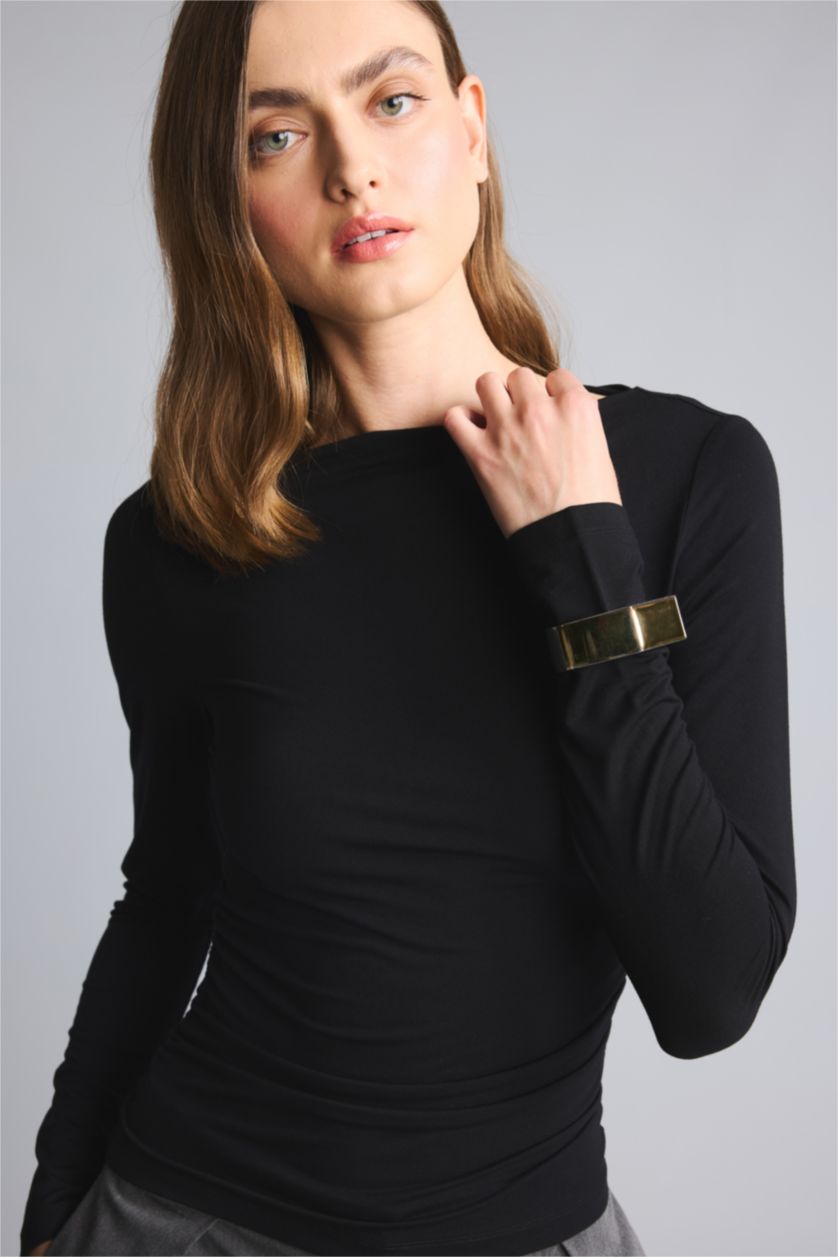 Женщины Черный Футболка Slim Fit