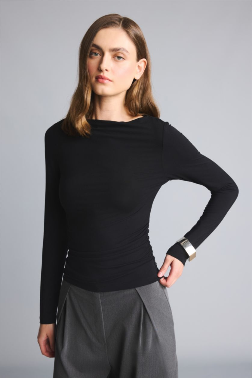 Женщины Черный Футболка Slim Fit