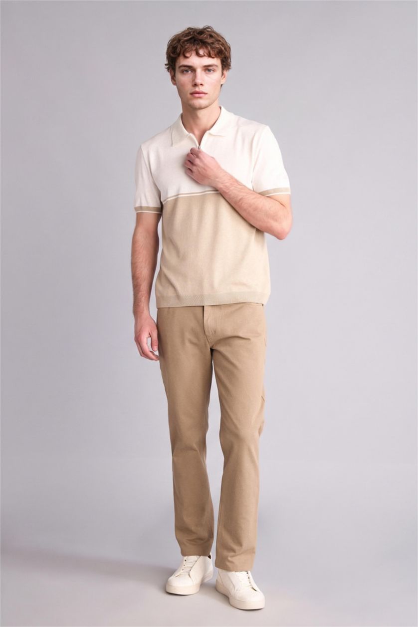 MAN Sand Standard Fit Short Sleeve Polo T-Shirt