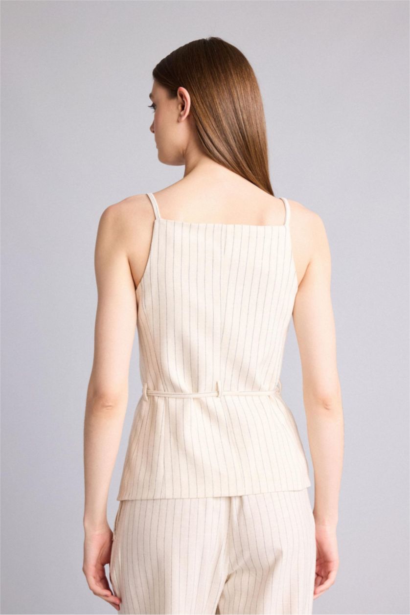 WOMAN NATURAL LIGHT BEIGE Suspender Linen Vest
