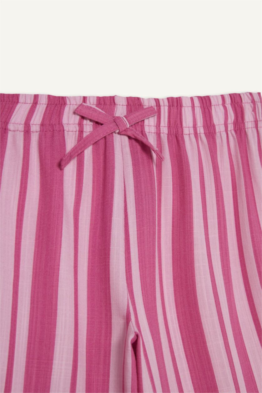 Kız Çocuk - Genç Kız Pembe Wıde Leg Çizgili Pantolon 
