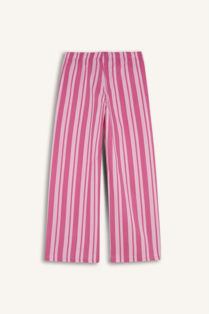 Kız Çocuk - Genç Kız Pembe Wıde Leg Çizgili Pantolon 