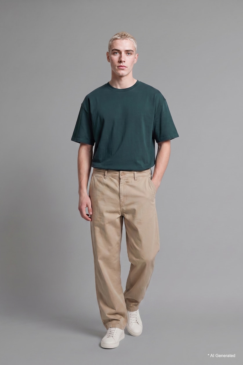 Men Light Brown Baggy Fit Trousers