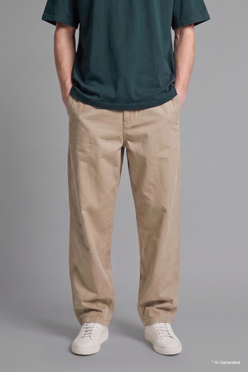 Men Light Brown Baggy Fit Trousers