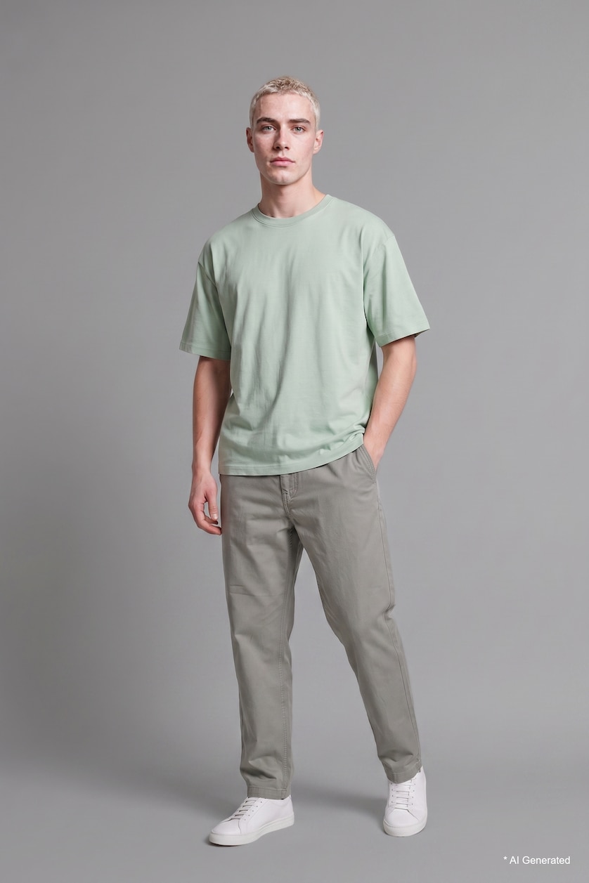 Men Khaki Baggy Fit Trousers