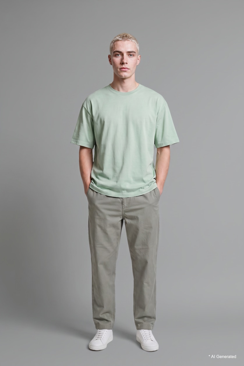 Men Khaki Baggy Fit Trousers