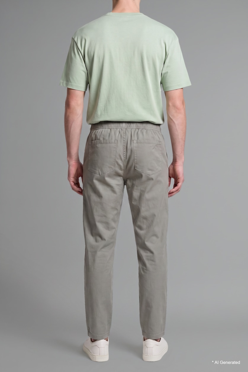 Men Khaki Baggy Fit Trousers