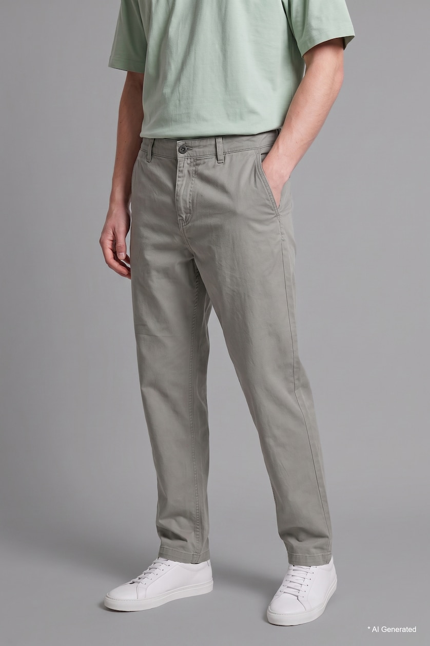 Men Khaki Baggy Fit Trousers